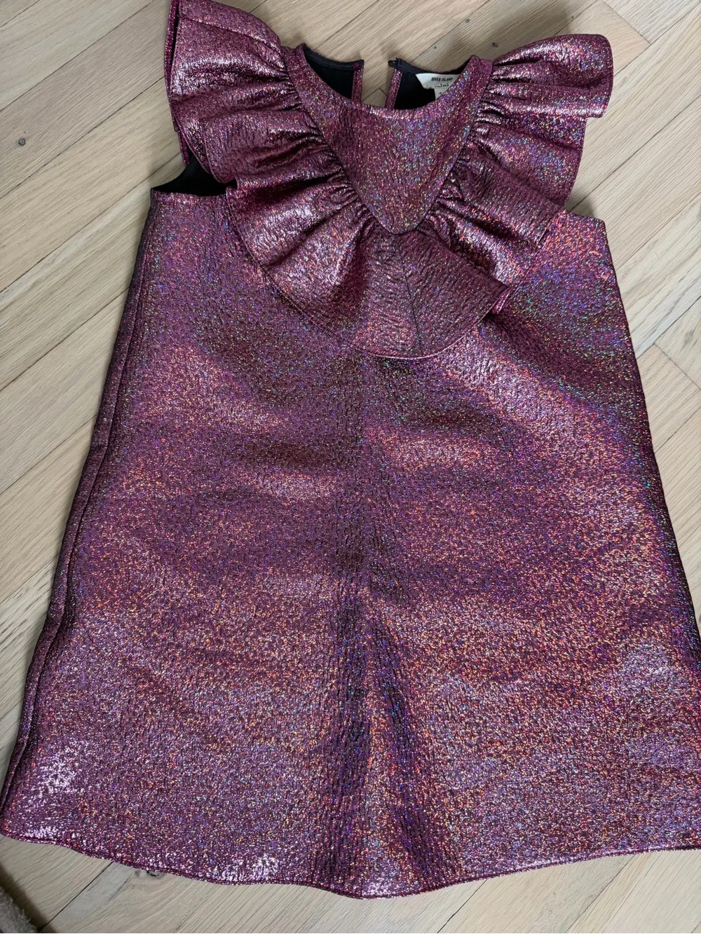 River island mini metallic ruffle holiday dress